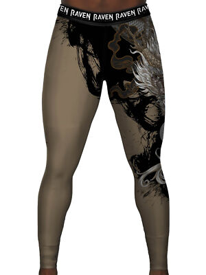Raven Fightwear Men's Year of the Dragon Spats Tights BJJ MMA Brown 