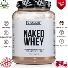 Naked Whey Chocolate Protein Powder, Only 3 Ingredients, Grass Fed Whey Protein