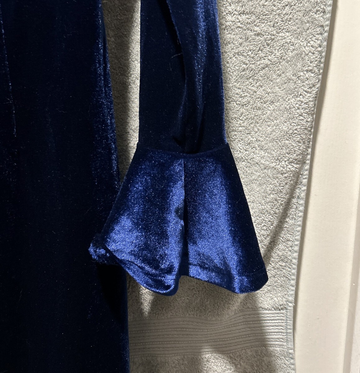 Shein Blue Formal Long Dress - Flowered Collar - Long Sleeve - Size 6 | eBay