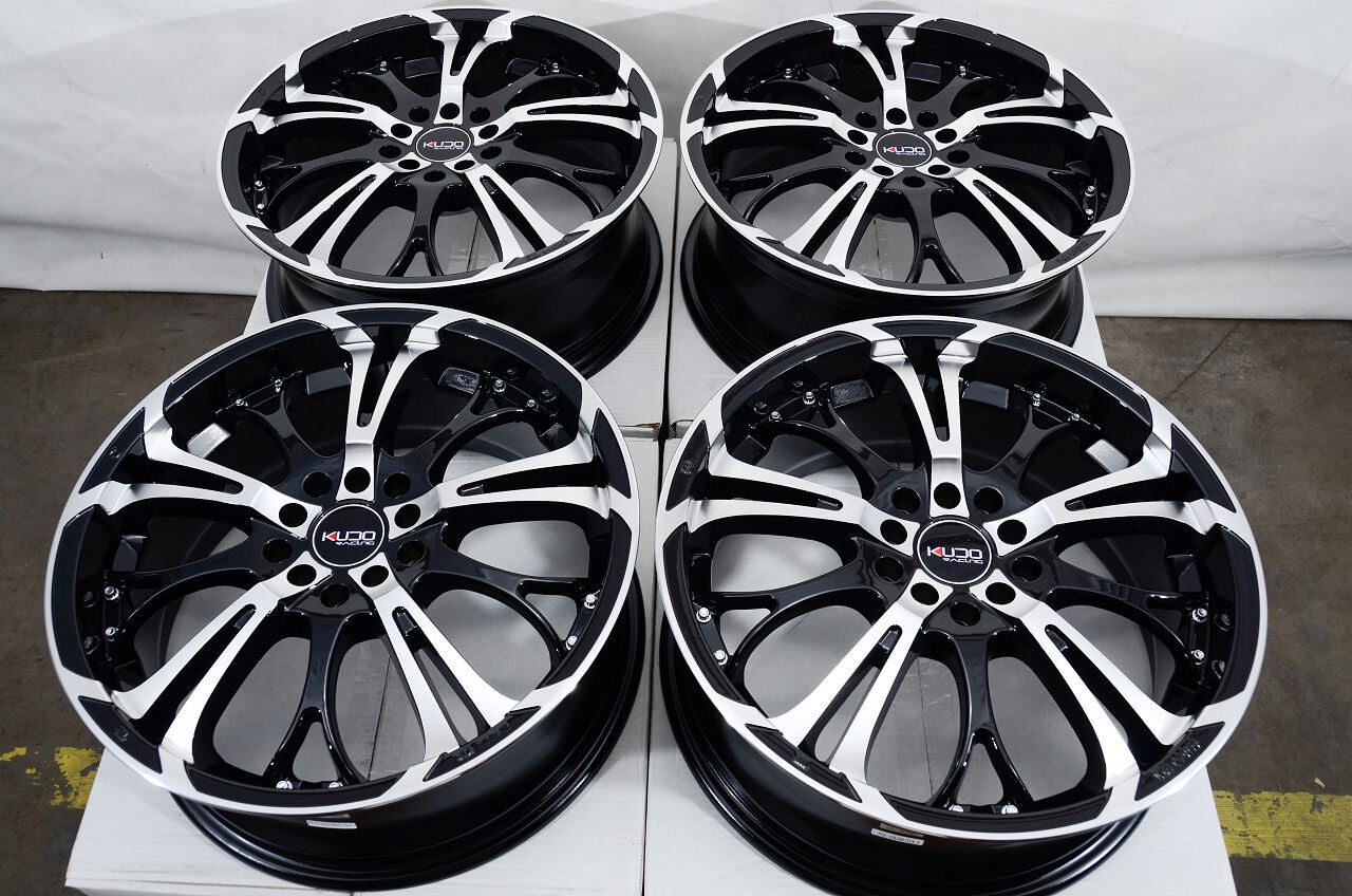 Sportmachine Rims Kudo Racing Defuse 16x7 5x100 5x114.3 5x4.5 Black w/Machine Face Wheels ...