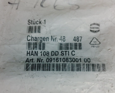 HARTING HAN 108-DD-STI-C CONNECTOR / INSERT NEW!! WOW!! | eBay