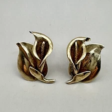 Los Castillo Taxco Calla Lily Earrings #610 Mexico Sterling Silver Screw Backs