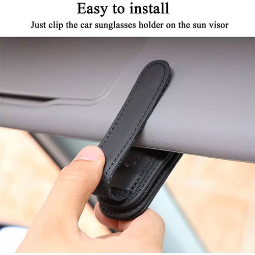 Car Leather Sunglasses Clip Sun Visor Mount Fastener Ticket Glasses Holder - Picture 6 of 22