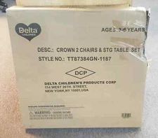 DELTA CHILDREN KIDS PRINCESS CROWN TABLE & CHAIR SET W/ STORAGE, WHITE/PINK