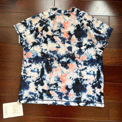 Athleta Girl Rashguard XXL Mock Neck Blue Tie Dye Sz 16 swim pool beach - Picture 2 of 7