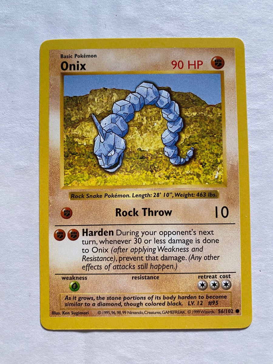 POKEMON Card Basic 56/102 Onix Rock Snake Collection Rock POKEMON Card Basic 56/102 Onix Rock Snake Collection Rock
