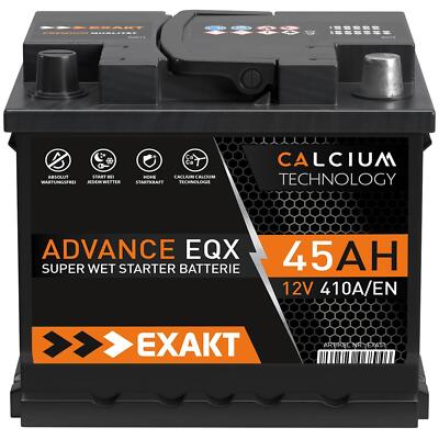 Autobatterie EXAKT 12V 45Ah Starterbatterie WARTUNGSFREI ersetzt 44Ah