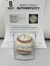 Mickey Mantle Willie Mays Duke Snider Signed Baseball Beckett COA Flatbush