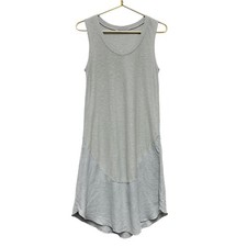 Cut Loose Linen Midi Dress Size XS Contrast Panel Sleeveless Tank Blue Grey