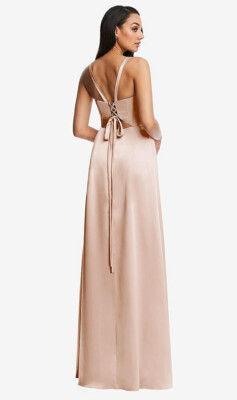 After Six 6874..Lace Up Tie-Back Corset Maxi Dress with Front Slit..Cameo..Sz 4 | eBay After Six 6874..Lace Up Tie-Back Corset Maxi Dress with Front Slit..Cameo..Sz 4 | eBay