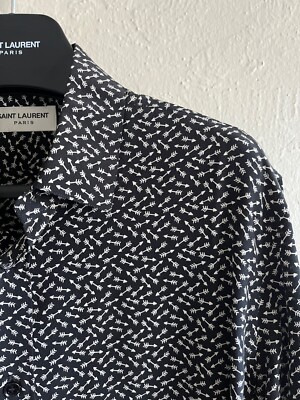 Saint Laurent Paris Silk Black Dress Shirt Hedi Slimane SS15 Psych