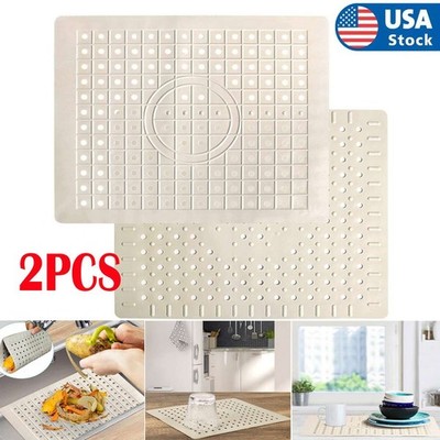 2 Pack Kitchen Sink Mat Drain Pad Protector 10'' x 12'' Non-Slip Rubber Durable