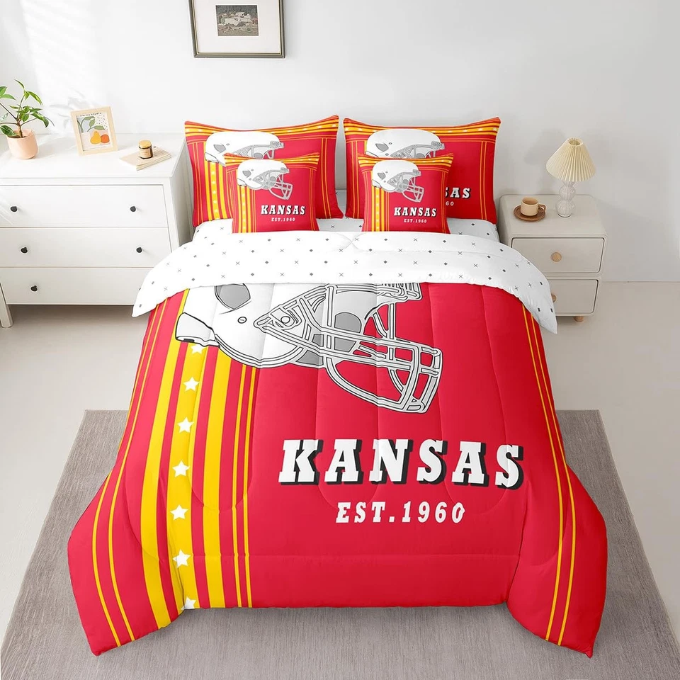 7 Piezas Juegos de Edredón Doble Fútbol Cama en Bolsa Fútbol Deportes Juego Edredón... Foto 3 de 4