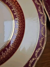 Exquisite Steubenville USA  Dinner Plates, Set Of 6 # 2047 Red w/ Gold Filigree 