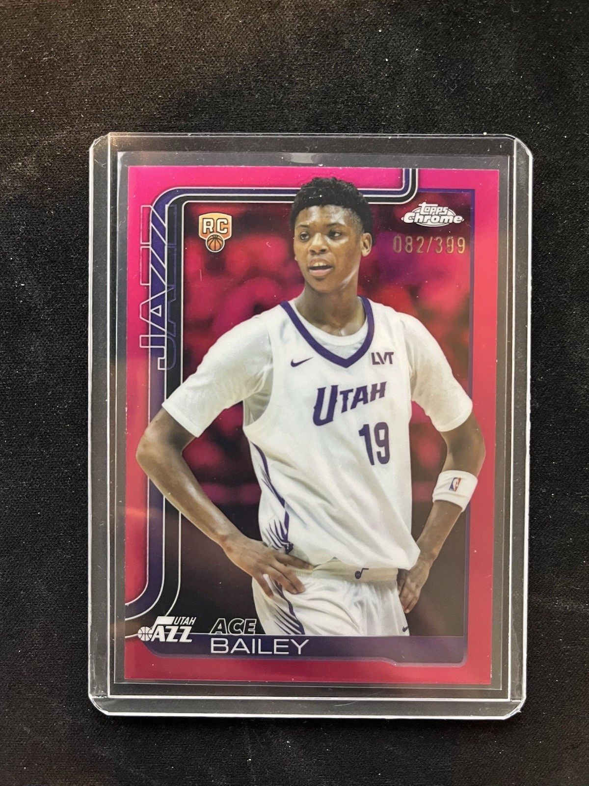 Topps 2025-26 Chrome Ace Bailey Utah Jazz Magenta Refractor Rookie /399 #255