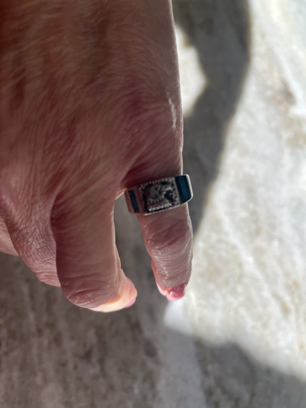 Native American Silver Turquoise Eagle Ring - image 4