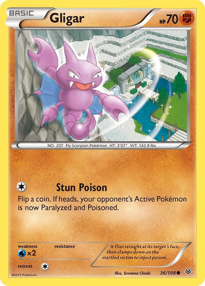 Gligar #36/108 Xy - Roaring Skies Common Pokemon TCG LP