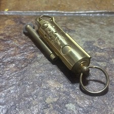 Vintage - 2&frac34;"  Joe Camel Brass Cigarette Lighter, Keyring Trench Style EUC
