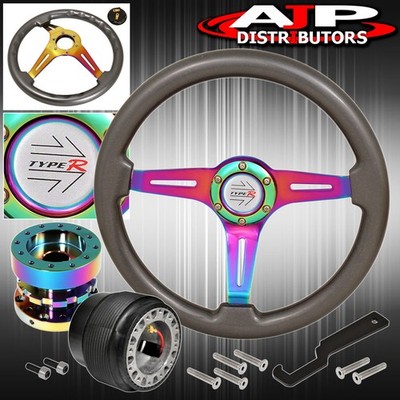 Hub Adapter Extender 6Bolt Steering Wheel Type R Horn Button For 89-05 Eclipse