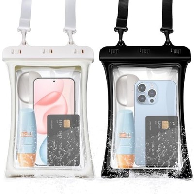2 Pcs Floating Waterproof Phone Pouch Up to 10'', IPX8 Cell Phone Dry Bag for 