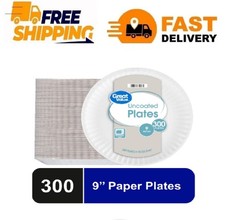 Great Value Uncoated Paper Plates, 9 Inch, White, 300 Count