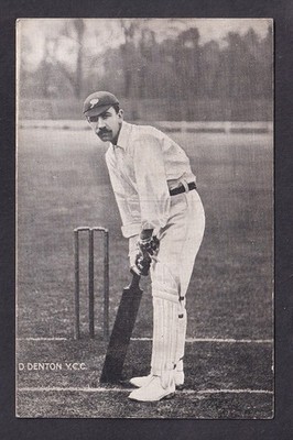 Sport Yorkshire Cricket D Denton batter c1900/10s printed postcard