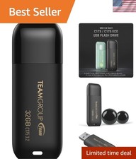32GB USB 3.2 Flash Drive - 75MB/s Speed,  Water Resistant - Matte Black