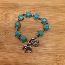 Womens Elephant Turquoise Bracelet