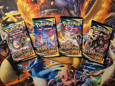 Pokemon Sealed Booster Packs, 4 x Evolving Skies, Complete Art Set