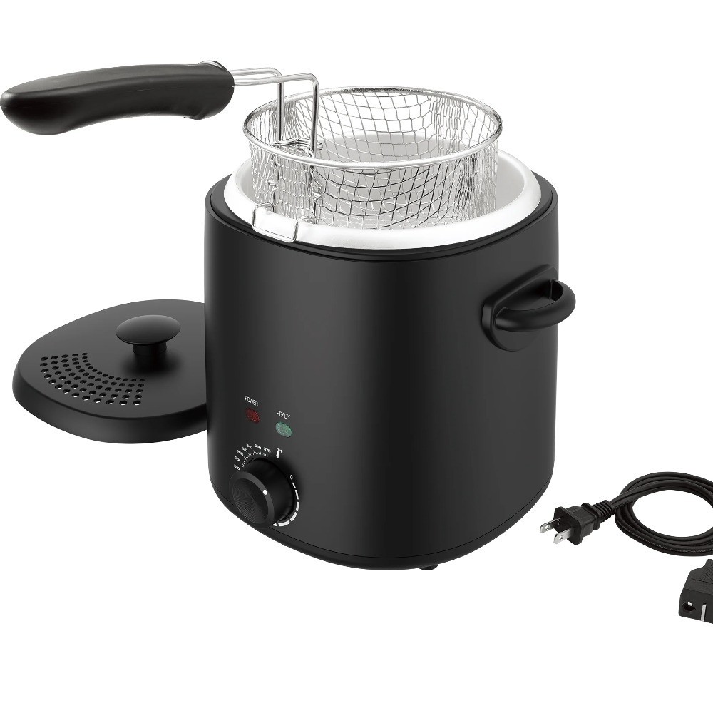 1000W Electric Deep Fryer with Oil Filtration System Large Capacity for