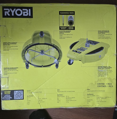 #ad Ryobi RY31SC15 15quot; 3400PSI Gas Pressure Washer Surface Cleaner w Caster Wheels $45.00