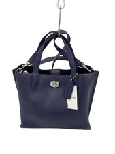 COACH Handbag, Leather, Navy, Plain, C8869