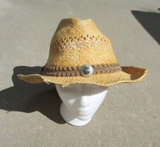 The Scala Collection Straw Cowboy Style Hat Braided Brown Band Size S/M Used