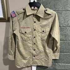 Boy Scout BSA UNIFORM SHIRT Men  s Small Long Sleeve Tan J46
