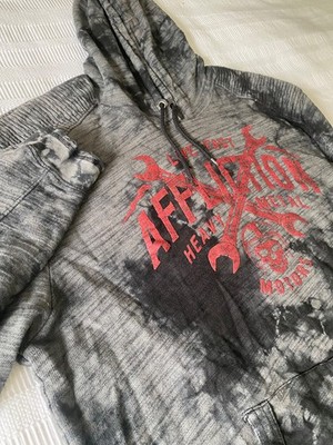 Affliction Heavy Metal Motors Long Sleeve Hoodie Distressed Y2K Men s 3XL Skull