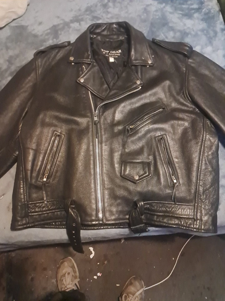 Chaqueta Top Gear #1 Racing By 4 Star de cuero negra talla M Foto 3 de 4