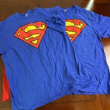 Two Superman T-Shirts Size XL One With Red Cape