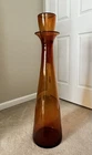 BLENKO Huge 34.5" MCM Art Glass Honey 6138 Architectural Floor Decanter HUSTED