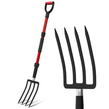 Pitch Fork for Garden, 44-Inches Pitchfork with Fiberglass Handle, Gardening ...