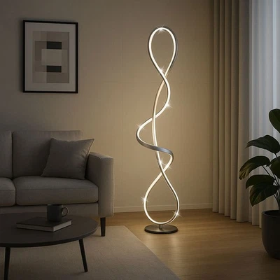 GLOBO Stehleuchte Stehlampe Schlafzimmerleuchte Beistelllampe silber LED H 132,5 cm