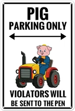 Pig Parking Only Aluminum Sign 8X12 Inch - Cute Pig Gifts for Pig Lovers, Rustic