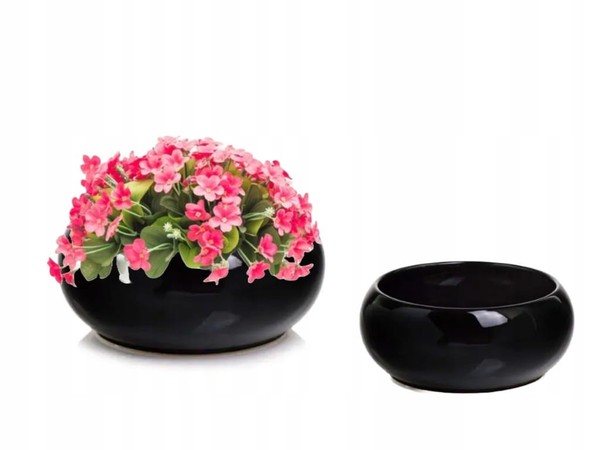 Keramik-Blumentopf, Schwarz, Dekorative Schale, 14 X 6 Cm-image