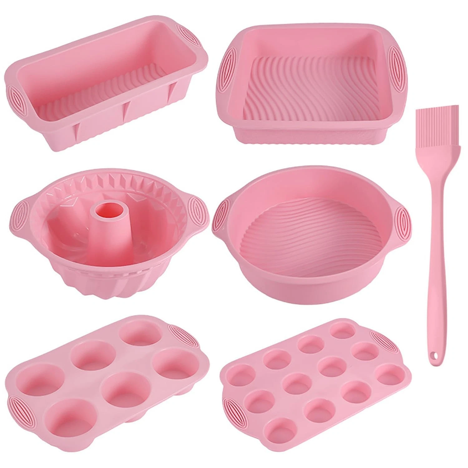 Nonstick Silicone Bakeware Set, 7in1 Baking Cake Pan, BPA Free Heat Resistant...