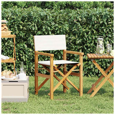 Regie Klappstuhl Creme Teak 55x54x85cm fein geschliffenes Holz Polyester Sitzfl&auml;che.