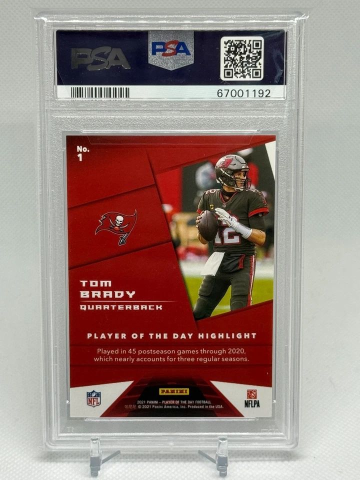 TOM BRADY 2021 PANINI NFL PLAYER OF THE DAY PSA 10 GEM MINT #1 BUCS HOF - Image 2 of 2