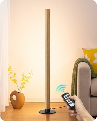 Corner Floor Lamp, Upgraded Dual-Sided Lighting, Wooden Floor Lamps Natural Wood