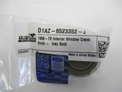 Daniel Carpenter Mustang D1AZ-6523352-J , 1968-72 Window Crank Knob , Ivey Gold