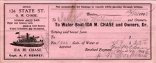Antique 1905 Billhead Receipt Tugboat Ida M. Chase Capt. A. F. Kenney Boston
