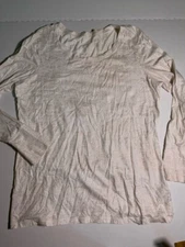 a.n.a A New Approach Women Large Long Sleeve Cream Gold Crew Neck Shirt (I)