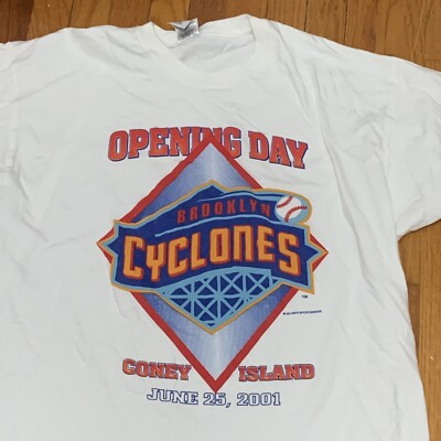 2001 OPENING DAY Brooklyn Cyclones White T-Shirt 2XL XXL RARE Mets